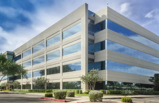 Commercial office building with landscaping irrigation